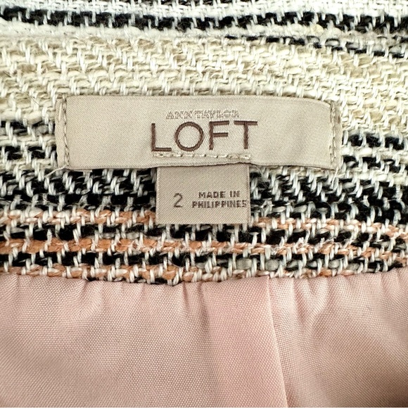 LOFT Tweed Striped Wrap Mini Skirt in Pink and Black Size 2 - Picture 7 of 9